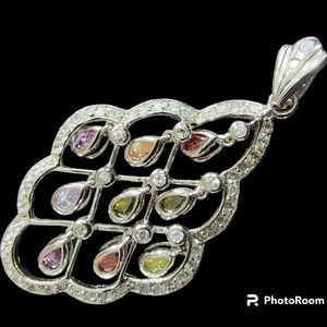 Sterling Silver Genuine Multi-Gemstone Pendant